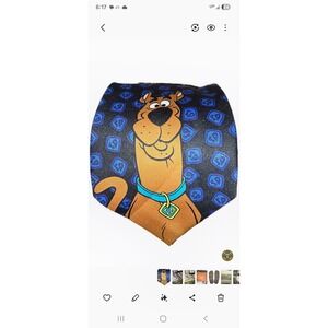 Scooby-Doo Mens Necktie Cartoon Network Warner Bros Blue Black‎ Polyester NWT